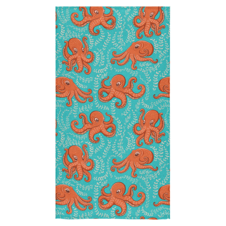 Octopus turquoise background Bath Towel