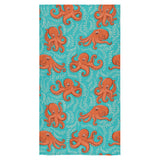 Octopus turquoise background Bath Towel