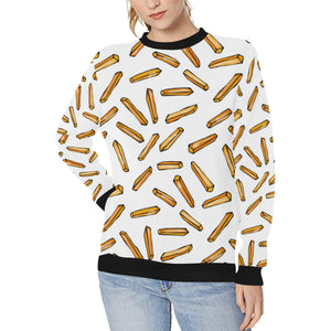 French fries potato pattern Women's Crew Neck Sweatshirt