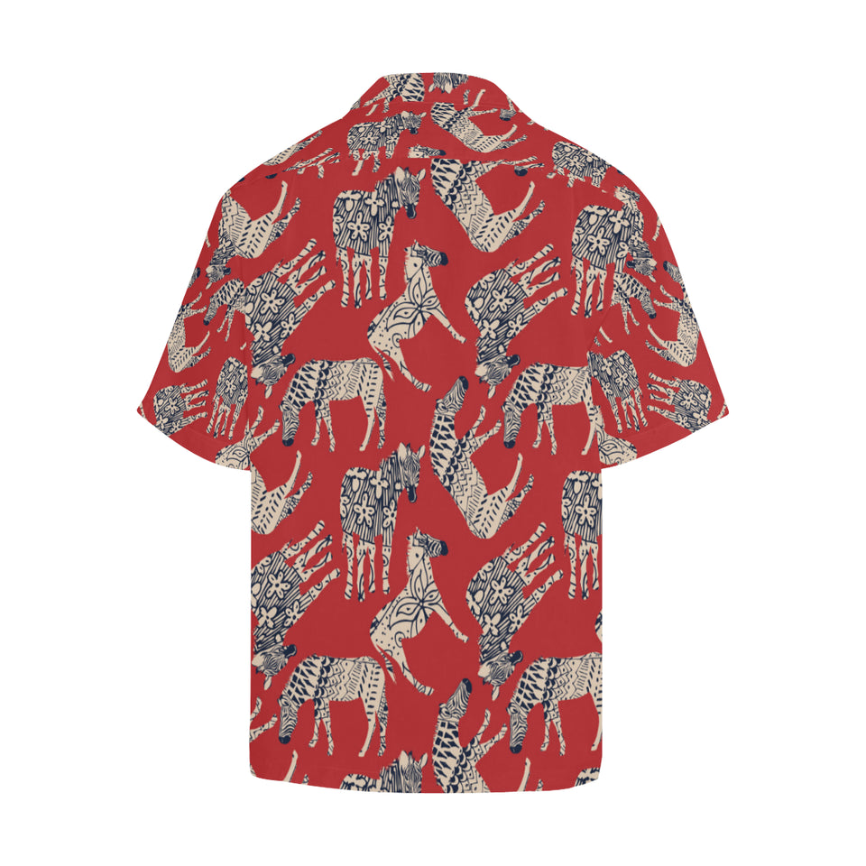 Zebra abstract red background Men's All Over Print Hawaiian Shirt