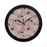 Cows milk product pink background Elegant Black Wall Clock