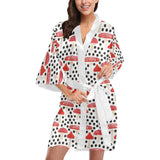 Red mushroom dot pattern Women's Short Kimono Robe