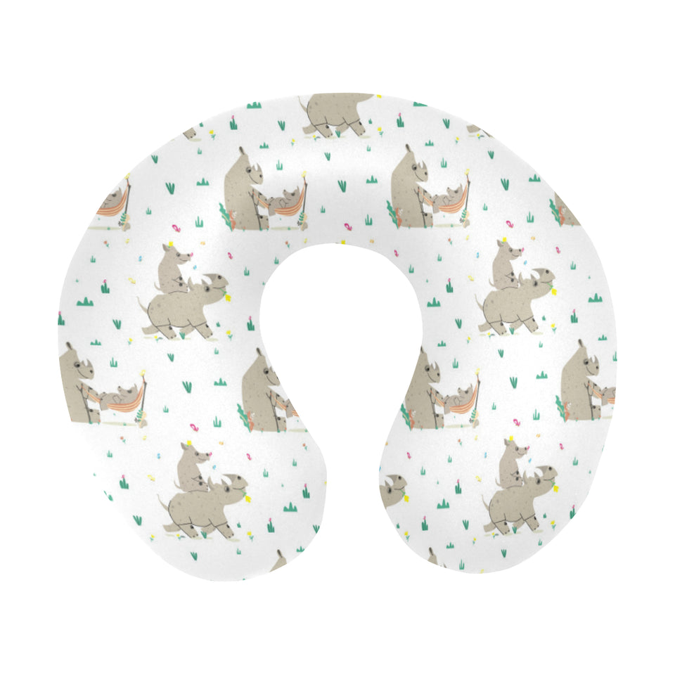 Cute Rhino pattern background U-Shaped Travel Neck Pillow