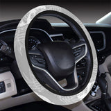 white swan gray background Car Steering Wheel Cover