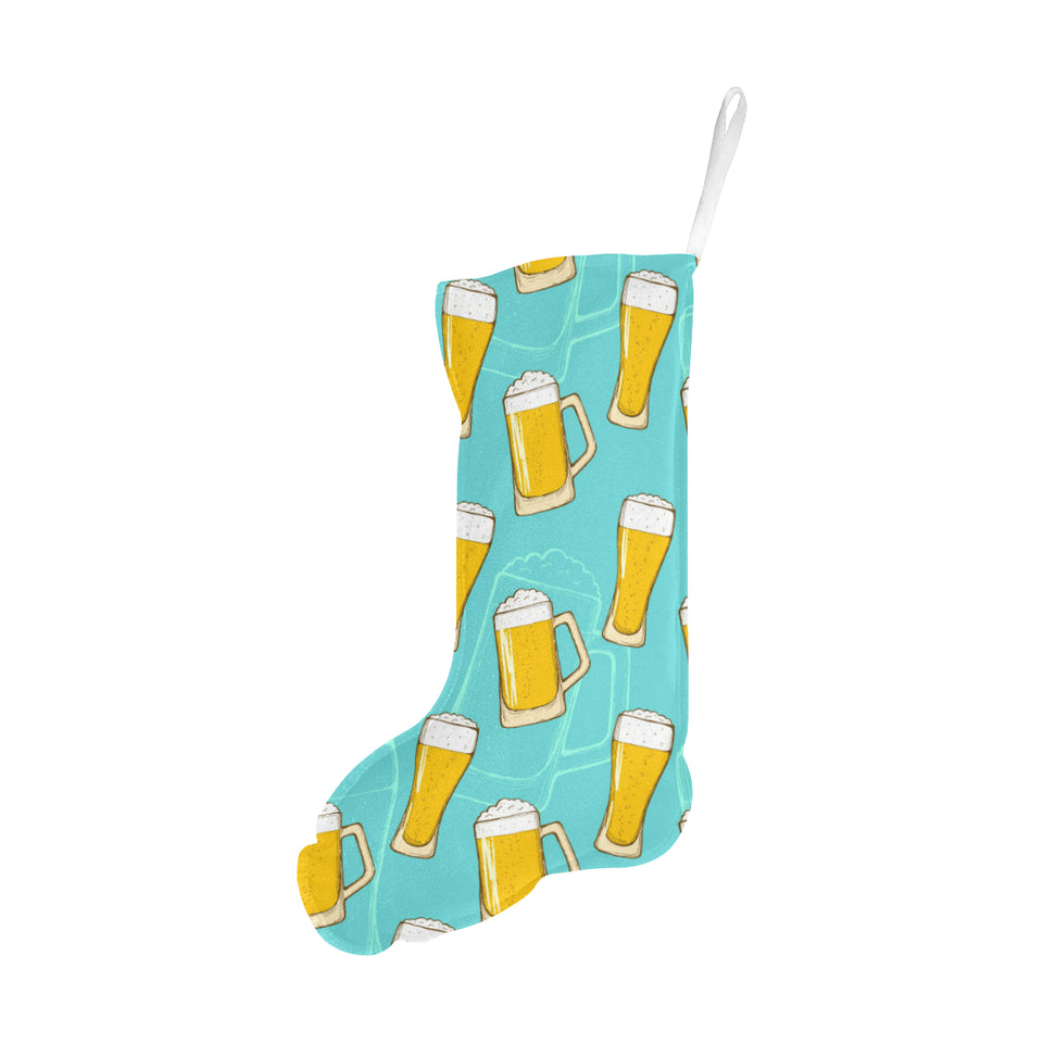 Beer pattern green background Christmas Stocking