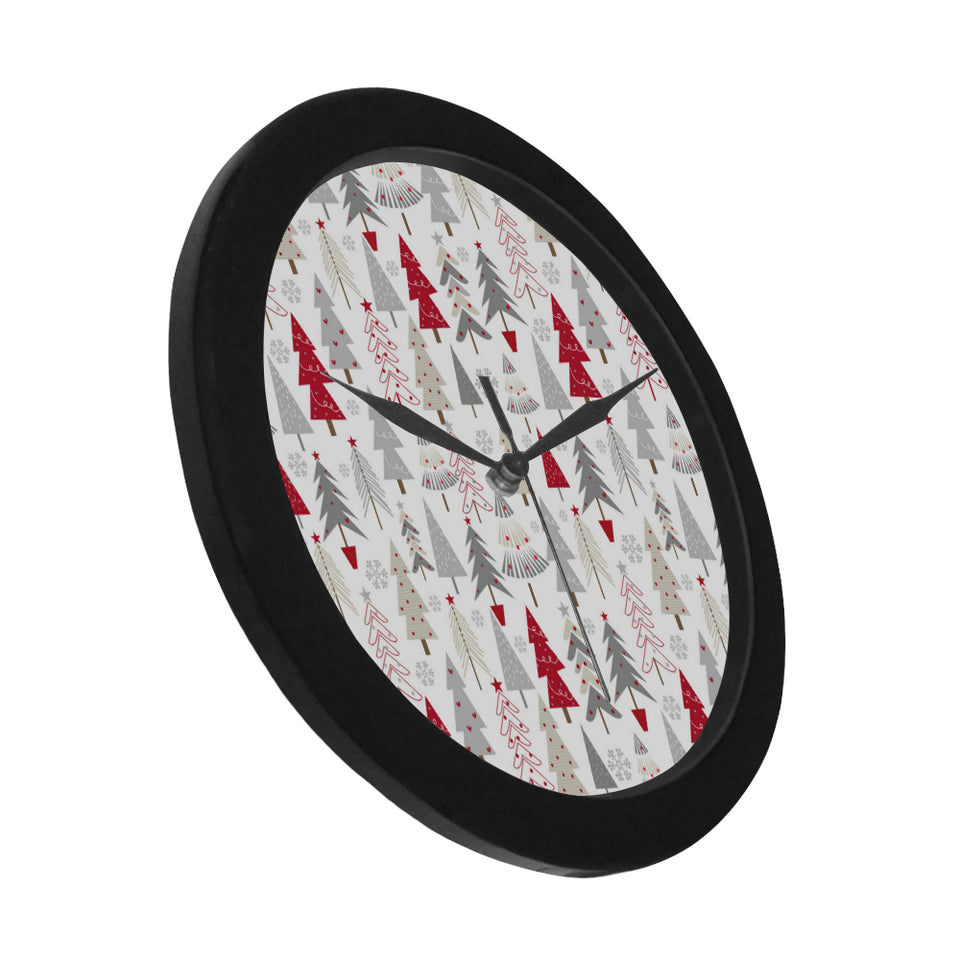 Cute Christmas tree pattern Elegant Black Wall Clock