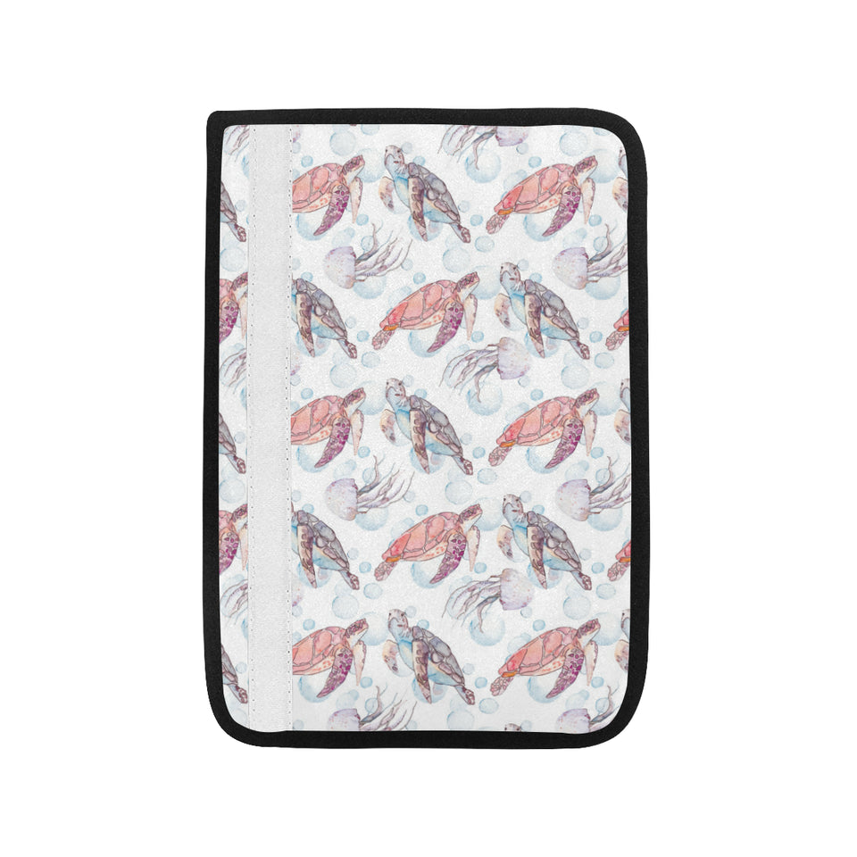 Watercolor sea turtle jellyfish pattern Car Seat Belt Cover