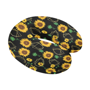 sunflower golden polygonal shapes U-Shaped Travel Neck Pillow