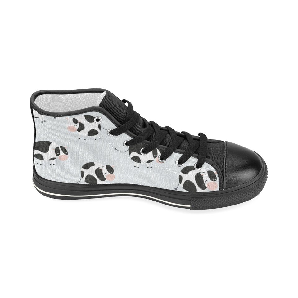 Cute cows pattern Women's High Top Canvas Shoes Black
