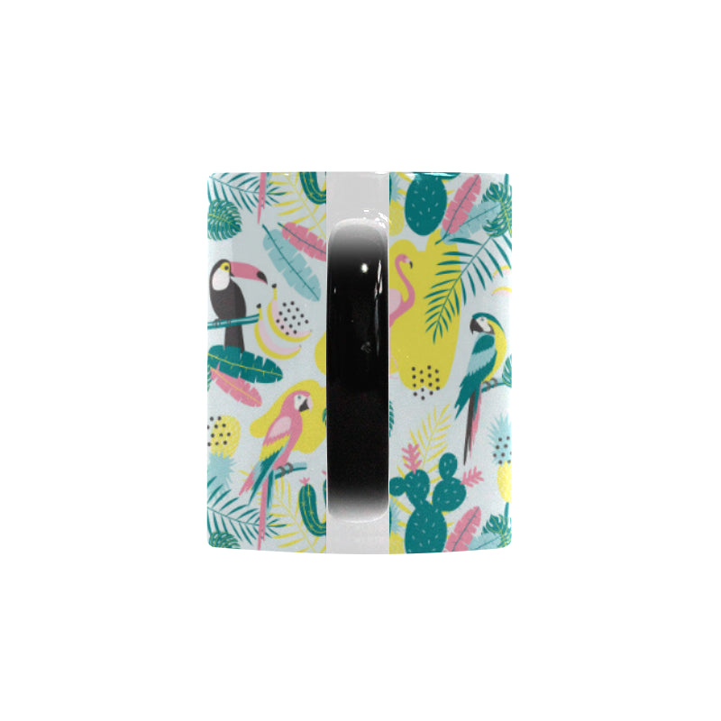 Cute parrot toucan flamingo cactus exotic leaves p Morphing Mug Heat Changing Mug