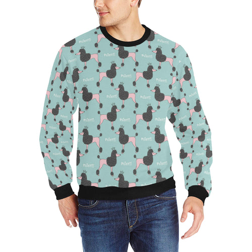 poodle dog green background Men's Crew Neck Sweatshirt