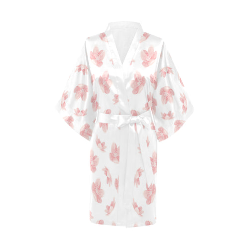 Pink sakura cherry blossom pattern Women's Short Kimono Robe