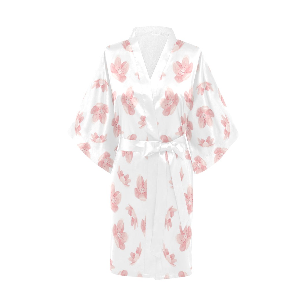 Pink sakura cherry blossom pattern Women's Short Kimono Robe