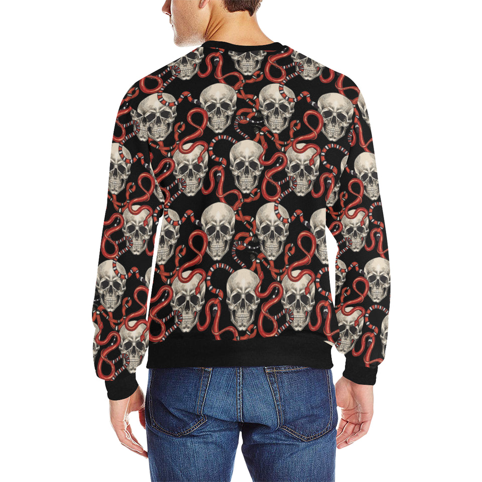 Red snake skull pattern Men's Crew Neck Sweatshirt