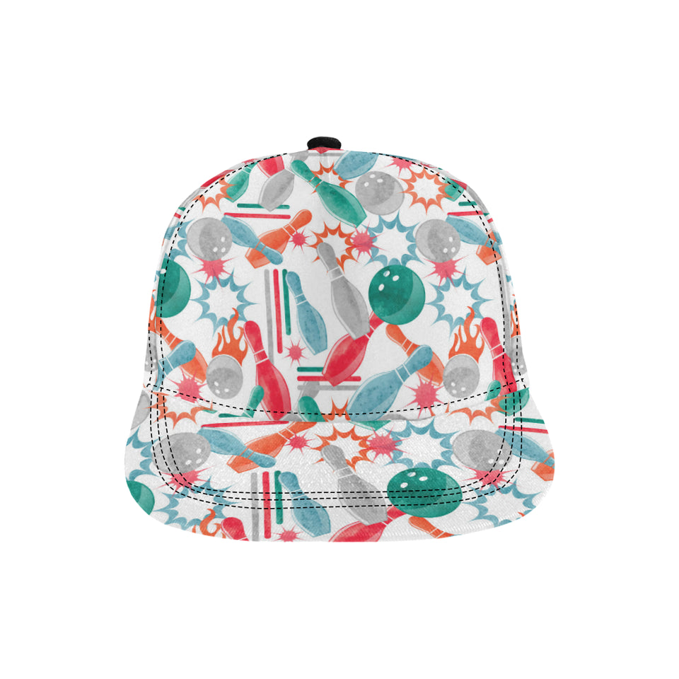 Watercolor bowling pattern All Over Print Snapback Cap