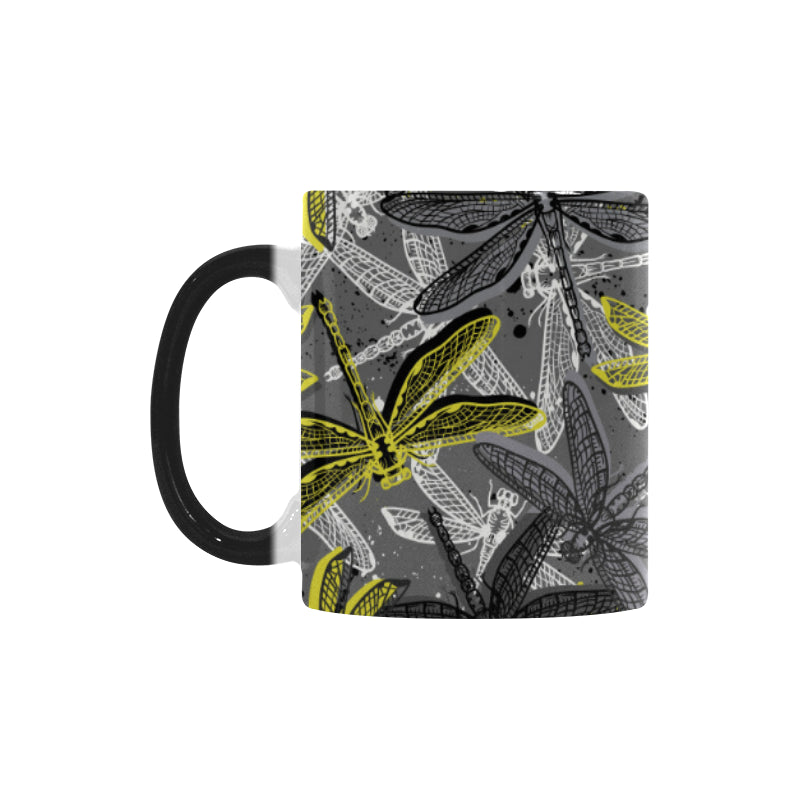 Hand drawn dragonfly pattern Morphing Mug Heat Changing Mug