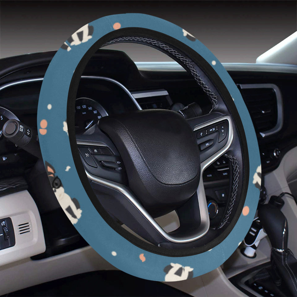 Cute boston terrier dog spattern Car Steering Wheel Cover