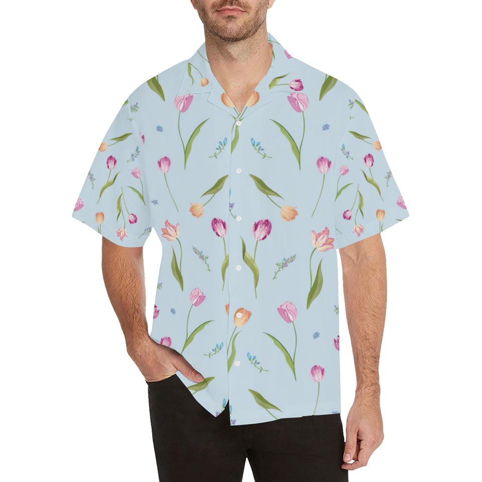 Watercolor Tulips pattern Men's All Over Print Hawaiian Shirt