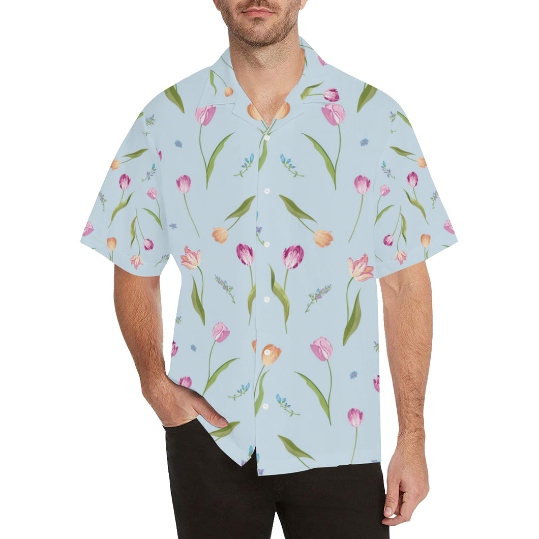 Watercolor Tulips pattern Men's All Over Print Hawaiian Shirt