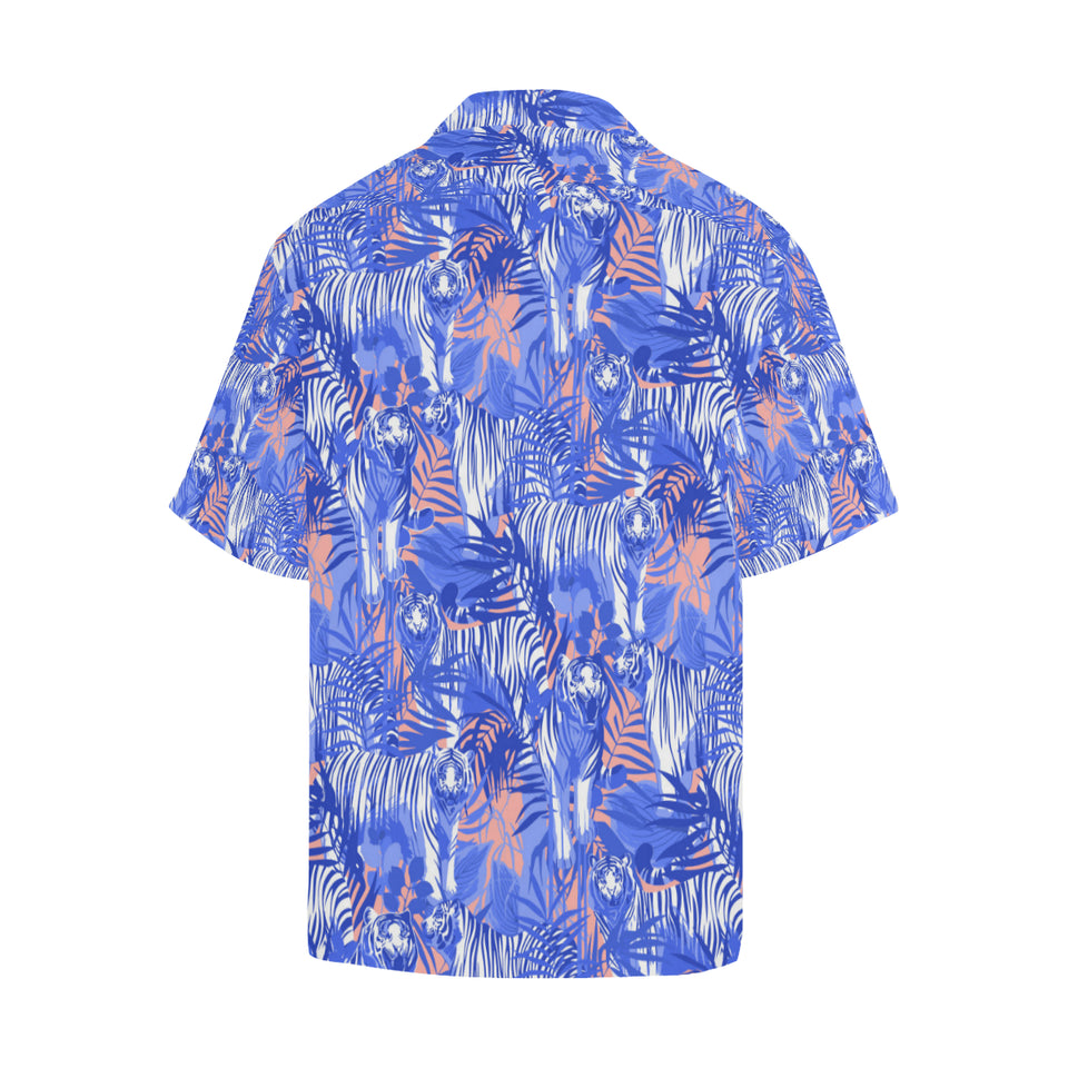 white bengal tigers pattern Men's All Over Print Hawaiian Shirt