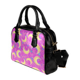 Moon pink rose background Shoulder Handbag