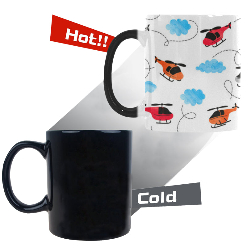 Watercolor helicopter cloud pattern Morphing Mug Heat Changing Mug