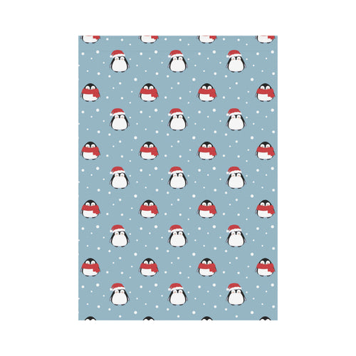 Cute penguin christmas snow pattern House Flag Garden Flag