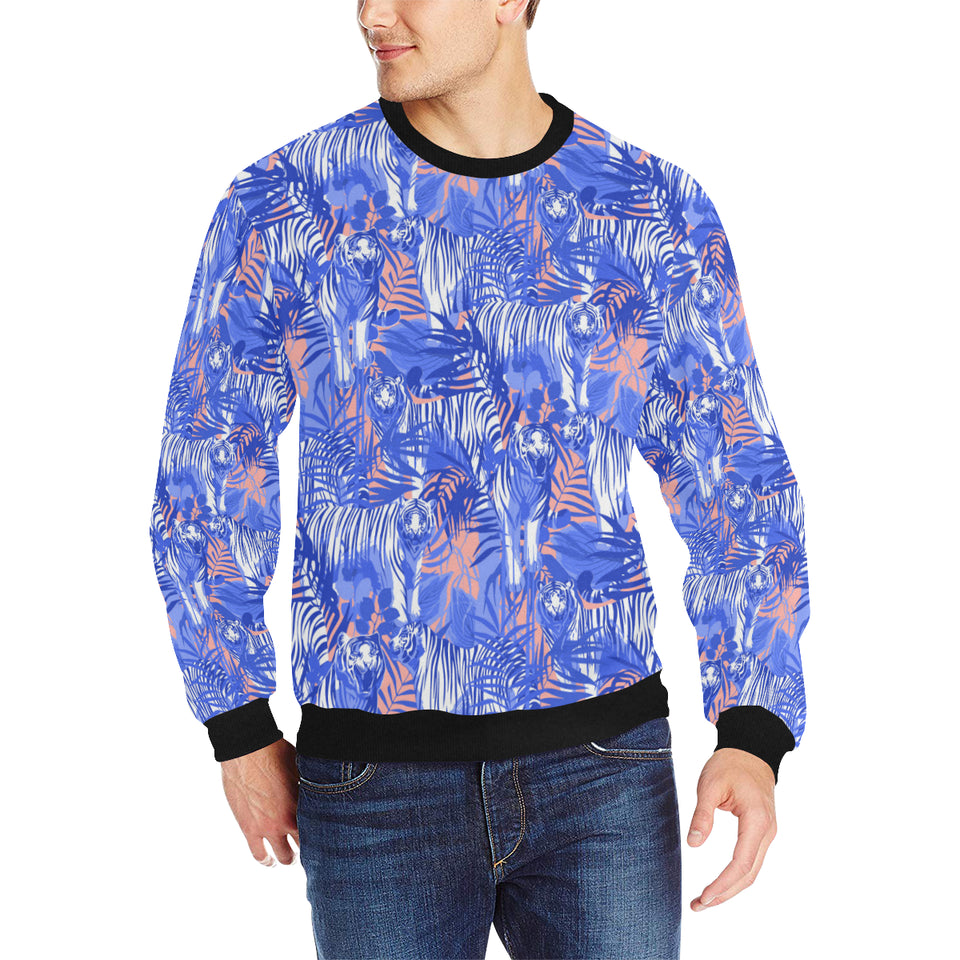 white bengal tigers pattern Men's Crew Neck Sweatshirt