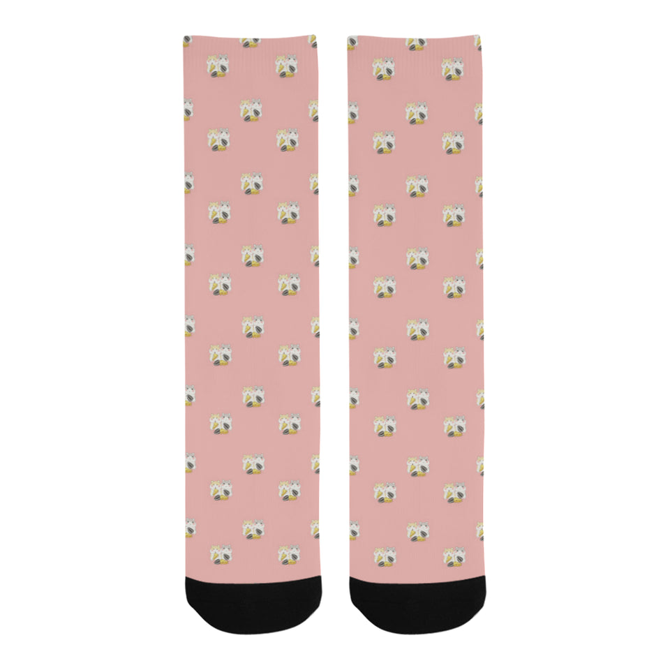 Cute hamster cheese pattern pink background Crew Socks