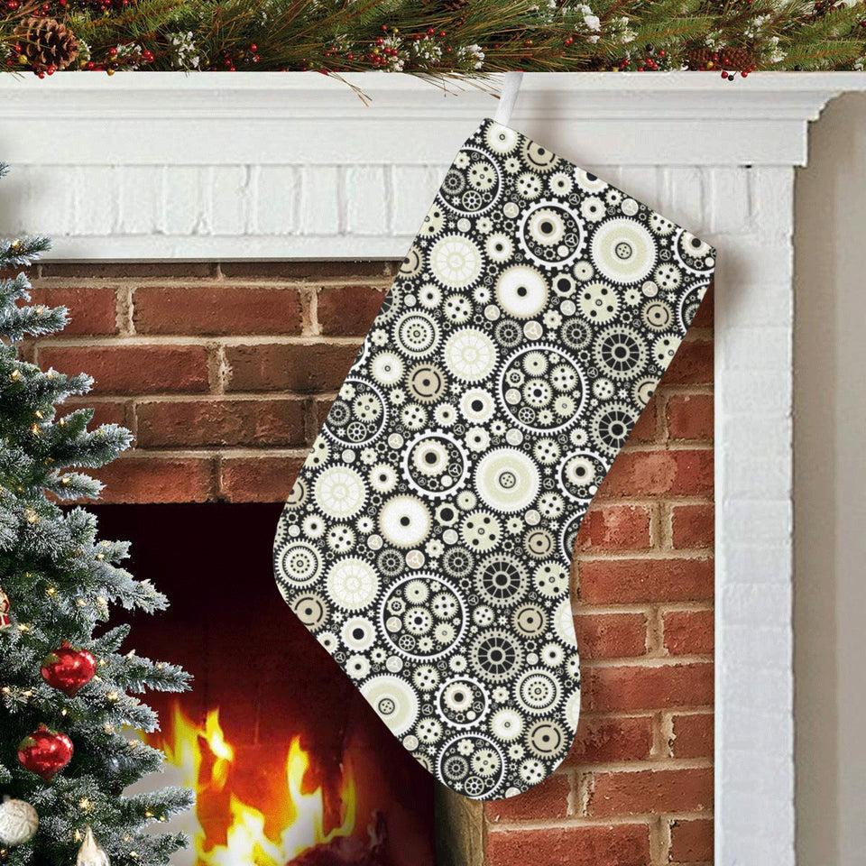 Gear Pattern Print Design 02 Christmas Stocking