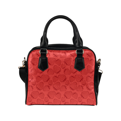 strawberry pattern red background Shoulder Handbag