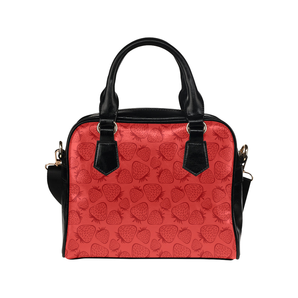 strawberry pattern red background Shoulder Handbag