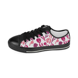 pink sketch tulip pattern Kids' Boys' Girls' Low Top Canvas Shoes Black
