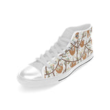 Sloths hanging on the tree pattern Men's High Top Canvas Shoes White