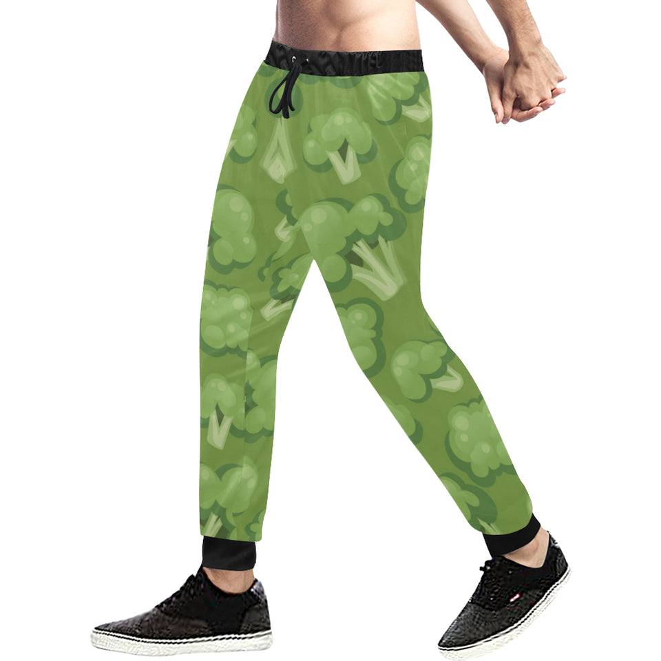 Broccoli pattern green background Unisex Casual Sweatpants
