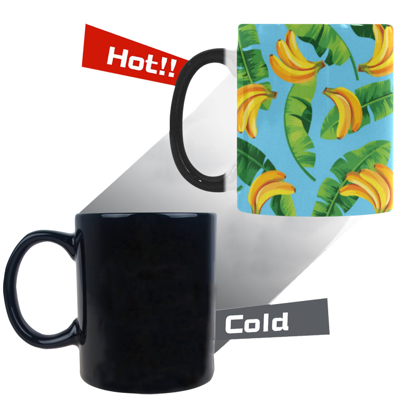 banana leaves banana design pattern Morphing Mug Heat Changing Mug