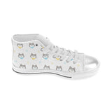 Cute Siberian Husky pattern Women's High Top Canvas Shoes White