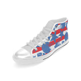 American football ball star stripes pattern Men's High Top Canvas Shoes White