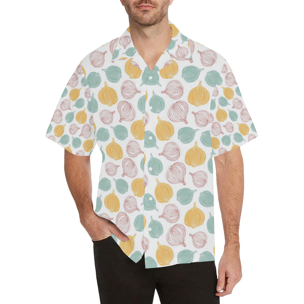 colorful onions white background Men's All Over Print Hawaiian Shirt