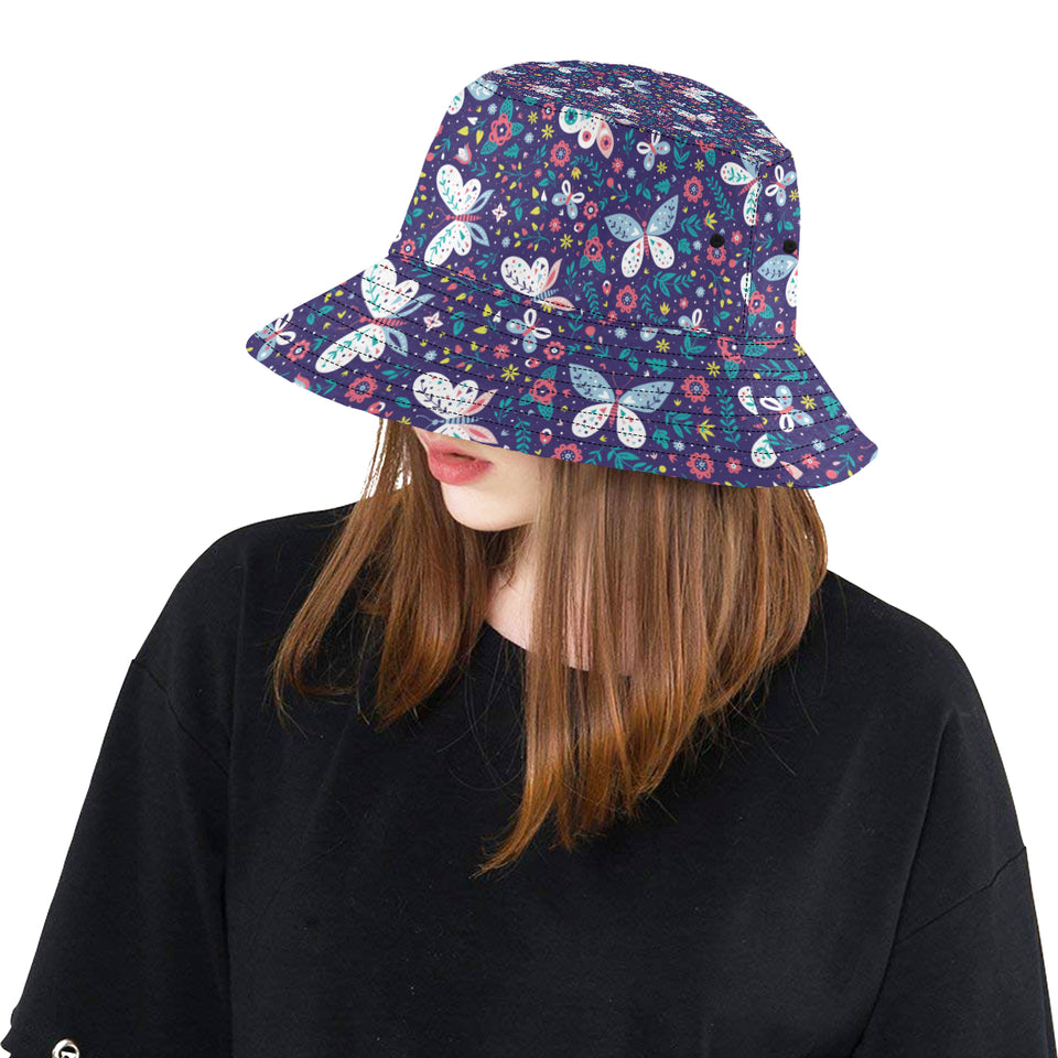 Colorful butterfly flower pattern.eps Unisex Bucket Hat