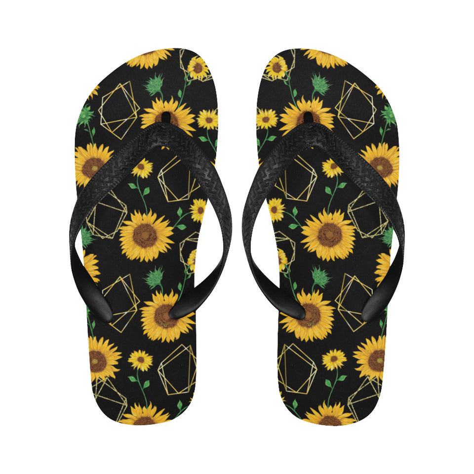 sunflower golden polygonal shapes Unisex Flip Flops