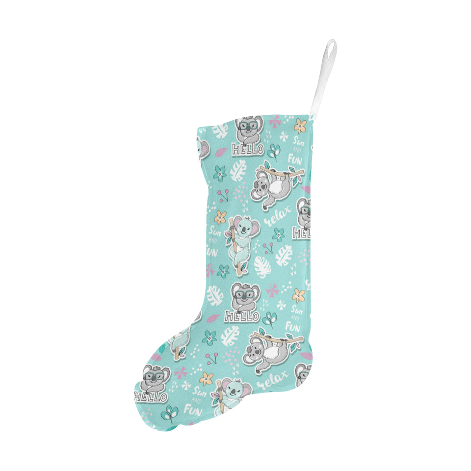 Cute koalas blue background pattern Christmas Stocking