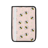 Cute bee flower pattern pink background Car Seat Belt Cover