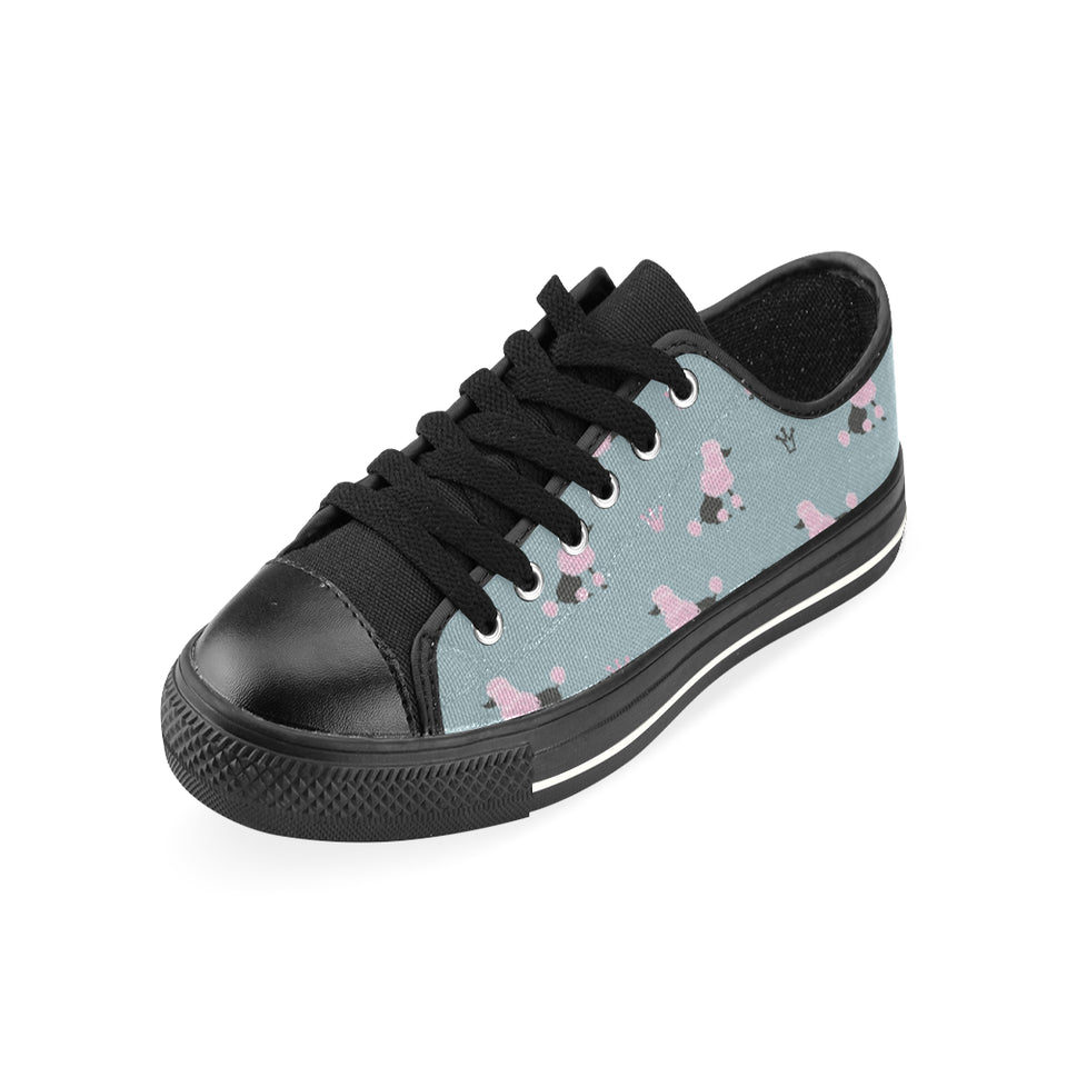 poodle dog pattern Men's Low Top Canvas Shoes Black