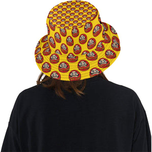 Daruma japanese wooden doll yellow background Unisex Bucket Hat