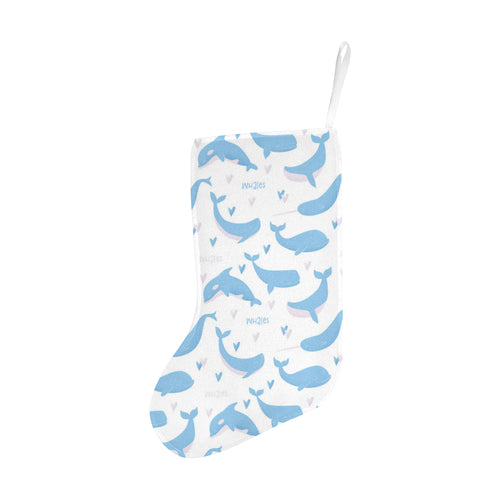 Blue whale pattern Christmas Stocking