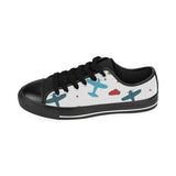 Airplane star cloud colorful Men's Low Top Canvas Shoes Black