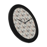 Llama Alpaca pattern Elegant Black Wall Clock