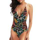Colorful snake plant pattern Women's One-Piece Swimsuit