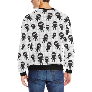 Ninja pattern plaid background Men's Crew Neck Sweatshirt